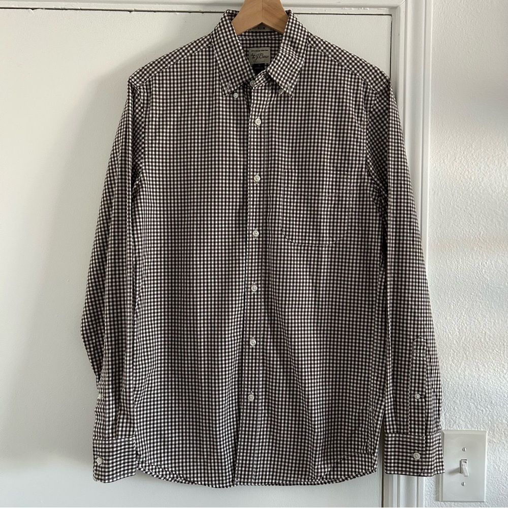 NWOT Men’s J. Crew Black and White Gingham Shirt